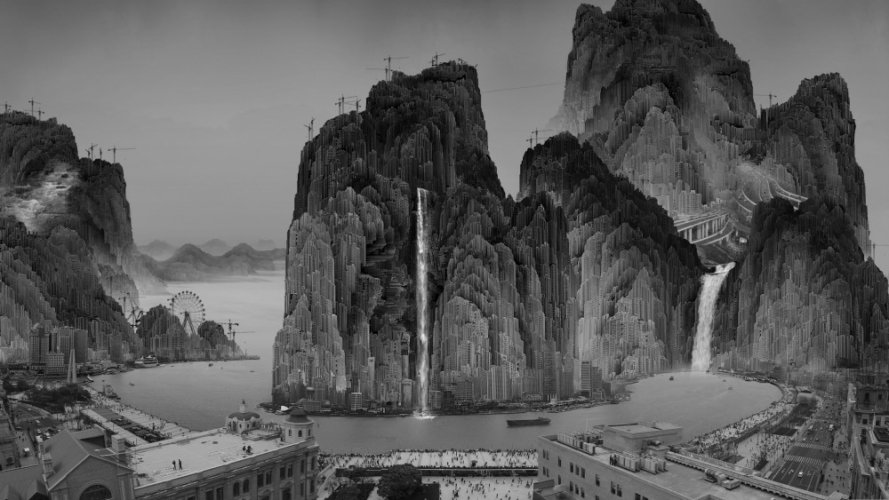 animation (the coming rain in mountain) by shanghai artist Yongliang Yang, 2009, projection, 3'40
